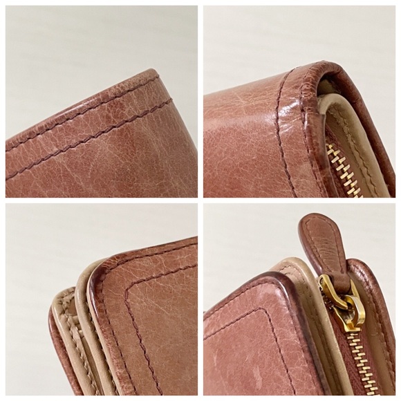 Prada pink glace calf leather medium compact French wallet - Picture 5 of 10